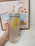 津盼玻璃杯高顏值女士大容量帶蓋吸管杯果汁飲料咖啡杯辦公室水杯子男 玻璃水杯600ml1只 曬單實拍圖