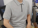 布克兄弟（BrooksBrothers）[涼感]布克兄弟男士25夏新款撞色拼接拉鏈polo衫 0007-灰色 M 曬單實拍圖