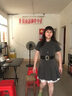 舒芳蝶（shufangdie）復(fù)古假兩件波點(diǎn)短袖連衣裙女裝2025夏季學(xué)院風(fēng)收腰顯瘦a字短裙子 灰色 L 曬單實(shí)拍圖