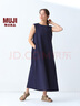 無(wú)印良品（MUJI）女式易干彈力泡泡紗無(wú)袖連衣裙女裝裙子長(zhǎng)裙25年夏季連身裙 藏青色 L （165/88A） 曬單實(shí)拍圖