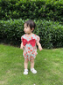 班喜迪嬰兒衣服夏季嬰幼兒連體衣寶寶包屁衣公主周歲禮服夏裝薄款外出服 紅色 90cm 曬單實拍圖