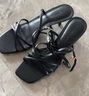 CHARLES&KEITH25夏新品法式方頭細跟綁帶涼鞋高跟鞋CK1-60361565 Black黑色 36 （230） 曬單實拍圖
