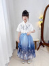 迪士尼女童套裝2025新款春秋艾莎公主馬面裙中小童女寶寶公主裙時尚百搭 藍色（荷葉）短袖套裝 110 cm 曬單實拍圖