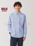 無印良品（MUJI）男式 水洗 平紋 長袖襯衫 男士長袖襯衣外套 翻領 AC2WPC5S 藍色條紋 XL （180/104A） 曬單實拍圖