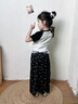 G.DUCKKIDS小黃鴨童裝女童短袖套裝夏季新款洋氣韓版休閑小女孩夏裝兩件套薄 黑白色 100 (建議90-98cm 2-3周歲） 曬單實(shí)拍圖