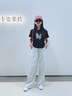 愛 西娜女大童褲子夏裝2025新款牛仔褲冰絲闊腿褲初中生直筒褲簡約褲15歲 灰色_7830_高品質(zhì) 170 cm_可親子 曬單實拍圖