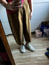 善己八九分休閑褲女2022夏季薄款百搭純棉文藝寬松純色闊腿工裝褲 卡其色 3XL 【現(xiàn)貨發(fā)售】 曬單實(shí)拍圖