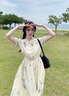 妤遇（YUUZYUUS）品牌女裝連衣裙女2025夏季新款新中式田園風(fēng)小眾文藝收腰顯瘦長(zhǎng)裙 米白色 M 曬單實(shí)拍圖