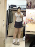 衣然呈品甜美高腰碎花半身裙女夏季2025款黑色韓系蛋糕裙防走光a字短裙女 黑色 M 【建議90-110斤】 曬單實(shí)拍圖