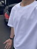Lee dprre高端純白色500g重磅t恤夏季男款小領(lǐng)口加厚純棉短袖高支七分半袖 白色 L 110-130斤 曬單實(shí)拍圖