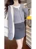 妍莉芬（yanlifen）秋裝搭配一整套韓劇穿搭衣服氣質小香風連衣裙兩件套裝女裙子春秋 內搭+開衫+裙子 L 【105-115斤】 曬單實拍圖