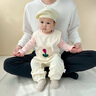 哈羅小黃鴨（G.DUCKKIDS）嬰兒背帶褲連體褲套裝春秋新款女寶寶薄款長袖打底春季上衣兩件套 米色 長袖套裝 柔軟親膚 66cm 曬單實(shí)拍圖