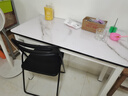 木如金鑲餐桌椅組合現代簡(jiǎn)約小戶(hù)型4人6人鋼化玻璃吃飯家用快餐飯店出租房 白腿+黑面+白玻單桌 100cm *寬50cm*高75cm 曬單實(shí)拍圖
