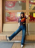 Teenie Weenie小熊牛仔褲女2025春季新款學(xué)院休閑基礎直筒長(cháng)褲子 深藍色 S (160) 曬單實(shí)拍圖
