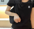 方領(lǐng)打底衫女夏季新款灰色短袖t恤大領(lǐng)口內(nèi)搭正肩純棉顯瘦上衣服 黑色 S 曬單實(shí)拍圖