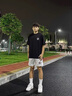 LEFT SPORTS短袖t恤男春夏季新款簡(jiǎn)約印花體恤男士休閑寬松半袖上衣服男 黑色B(DTY-1) XL （建議156-170斤） 曬單實(shí)拍圖