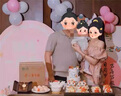 抓周龍寶寶一周歲禮生日布置場(chǎng)景裝飾抓周道具用品周歲宴氛圍感背景墻 粉色寶寶周歲布置A1+封酒貼 曬單實(shí)拍圖