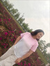 紅蜻蜓（RED DRAGONFLY）短袖t恤女漸變色寬松女士體恤2025年夏季減齡百搭新款上衣女裝 粉色 L  建議110-125斤 曬單實(shí)拍圖