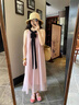 爾山集2025新款法式氣質(zhì)粉色吊帶掛脖連衣裙子女夏海邊度假仙女沙灘長(zhǎng)裙 掛脖連衣裙流光粉 M （建議90-110斤） 曬單實(shí)拍圖