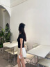 謎秀【安心品質(zhì)】木耳花邊V領(lǐng)T恤女2025夏季新款正肩顯瘦百搭短袖上衣 顯瘦黑 M 曬單實(shí)拍圖