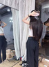 ALO YOGA【金智秀同款】瑜伽潮褲女薄款闊腿褲垂感高腰顯瘦休閑寬松褲長褲 深藍色 L （125-145斤） 曬單實拍圖