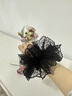 金禾禾雙層蕾絲刺繡大腸發(fā)圈女高級感扎低馬尾發(fā)繩慵懶風(fēng)綁頭發(fā)頭繩發(fā)飾 黑色 曬單實(shí)拍圖