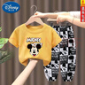 迪士尼（Disney）兒童夏季套裝男女童夏裝新款純棉短袖T恤防蚊褲兩件套2-6寶寶衣服 短袖笑臉米奇粉+米奇褲 100 身高90-100 曬單實拍圖