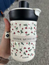 GOOM新款保溫杯女生吸管水杯高顏值咖啡杯生日禮物水杯子450ml玫瑰 曬單實拍圖