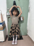 多巴胺夏季女童套裝街舞爵士舞服飾兒童短袖T恤格子裙褲兩件套潮 套裝【背心+裙子】 130 曬單實拍圖