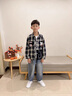 G.DUCKKIDS兒童裝男童春裝襯衫外套春秋款2025新款中大童春季男孩格子襯衣潮 黑色 160 cm 曬單實(shí)拍圖