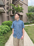 卡賓（CABBEEN）【涼感牛仔】男裝 滿印老花襯衫25夏季新款短袖襯衣外套上衣 蔚藍(lán)色47 2XL /185/54 曬單實(shí)拍圖