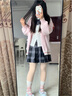 歐遙女童夏裝套裝2025新款女大童春秋12-15歲女孩衣服工裝褲三件套 【三件套】粉色毛衣+襯衫+工裝褲 185 2XL[建議135-150斤] 曬單實拍圖