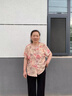 俞兆林（YUZHAOLIN）奶奶短袖襯衫夏季中老年人2025年夏裝女新款上衣老太太衣服媽媽裝 FQpFN1 大花紅【單上衣】 L  建議(75-90斤) 曬單實(shí)拍圖