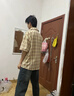 畫(huà)枕眠（HUAZHENMIAN）感套裝男生潮牌夏季格子襯衣外套痞帥穿搭三件套日系短袖襯衫 三件套黃襯衫+短袖+牛仔褲復古藍 XL 曬單實(shí)拍圖