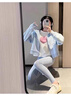 JRET正肩秋季流行開衫衛(wèi)衣外套女2025新款穿搭獨(dú)特初秋天小個(gè)子短款薄 灰綠色【春秋款:版】 S 曬單實(shí)拍圖