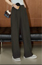 庫恩瑪維高腰垂感闊腿休閑褲女2024早春新款顯瘦百搭寬松直筒長(cháng)褲K30553 薄款 深灰色 S 曬單實(shí)拍圖