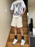 NASAWASSUP日系cityboy純色工裝短褲男士夏季外穿薄款寬松休閑男生五分褲子 杏色H8996-LPH XL 【建議120斤-140斤】 曬單實(shí)拍圖