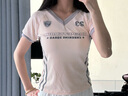 粉媚夢V領短袖女潮流t恤夏季衣服女裝夏裝新款2025粉色純欲上衣辣妹修身 V領撞色拼接t恤粉色 均碼 【建議120斤以內(nèi)】 曬單實拍圖