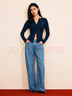 ABERCROMBIE & FITCH女裝經(jīng)典小麋鹿美式復(fù)古辣妹性感修身V領(lǐng)長袖T恤KI139-5270 海軍藍 M (165/96A) 曬單實拍圖
