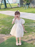 G.duck女童連衣裙秋裝高端公主裙生日花童婚禮兒童夏裝周歲禮服寶寶裙子 白色（夏季短袖） 100 (身高90-100cm年齡3-4歲) 曬單實(shí)拍圖