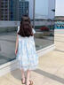 女童連衣裙夏裝2025新款兒童超好看公主裙夏季女孩薄款甜美風(fēng)裙子 清新藍(lán) 160 曬單實(shí)拍圖