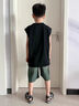 G.DUCKKIDS男童夏裝套裝2025新款中大童時(shí)髦酷帥男孩洋氣背心無(wú)袖薄款兩件套 黑色 140 cm 曬單實(shí)拍圖