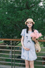 革曼孕婦裝夏裝連衣裙設計感寬松花苞蝴蝶結連衣裙小個(gè)子甜美短袖裙子 藍色裙子 XL 曬單實(shí)拍圖