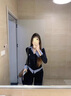 小野七天假兩件打底衫女2025春季設(shè)計(jì)感小眾拼接格子襯衫長(zhǎng)袖開衫 假兩件polo上衣黑色 M 曬單實(shí)拍圖