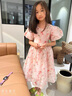 木木屋女童連衣裙夏季兒童公主裙洋氣表演裙子中大童夏裝女孩時(shí)尚碎花裙 粉紅色 170 建議15~16歲【160-170cm】c 曬單實(shí)拍圖