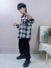 G.DUCKKIDS童裝男童襯衫春秋款兒童襯衣長袖棉2023新款中大童格子休閑外套 藍(lán)色 160 (建議身高150cm 13-14歲)cm 曬單實拍圖