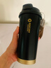 富光拾喜咖啡杯保溫杯便攜式簡(jiǎn)約316不銹鋼無(wú)縫內膽學(xué)生男女吸管隨行杯子 黑色（陶瓷內膽）520ml 曬單實(shí)拍圖