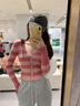 DGOV條紋針織衫女裝v領(lǐng)短款緊身長(zhǎng)袖小開衫外套2025秋季新款粉色上衣 粉色 S 80-95斤 曬單實(shí)拍圖