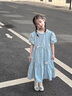 G.DUCKKIDS小黃鴨女童連衣裙夏裝2025新款洋氣童裝小女孩公主裙兒童夏季裙子 淺藍(lán)色 140 (建議125-135cm 7-8周歲） 曬單實(shí)拍圖