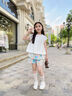 優(yōu)優(yōu)1點（Yoyo one）女童短褲夏季外穿全棉碎花女孩裙褲夏天2025新款兒童夏裝褲子五分 2228紫色 120 120cm 曬單實拍圖